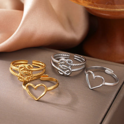 Exquisite Hollow Heart Adjustable Opening - 2 Rings
